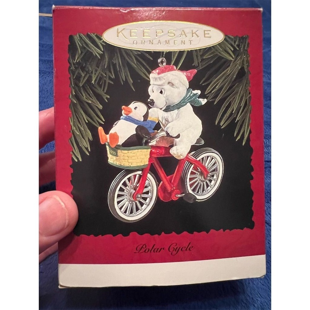Hallmark Keepsake 1996 Polar Cycle Christmas Ornament Polar Bear & Penguin